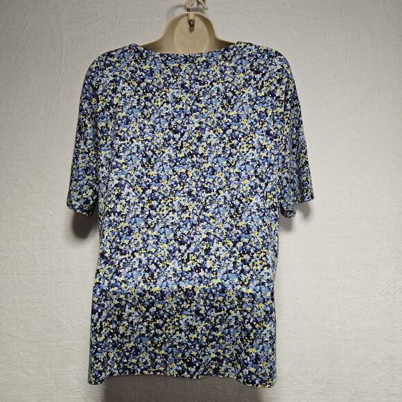 J Jill Womens SZ M Luxe Supima Tee Ditzy Floral Cottagecore Feminine Classic - Picture 4 of 7